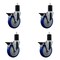 Service Caster 5'' Blue Poly Swivel 1-3/4'' Expanding Stem Caster Set with Brake, 4PK SCC-EX20S514-PPUB-BLUE-PLB-134-4 - alternate 1